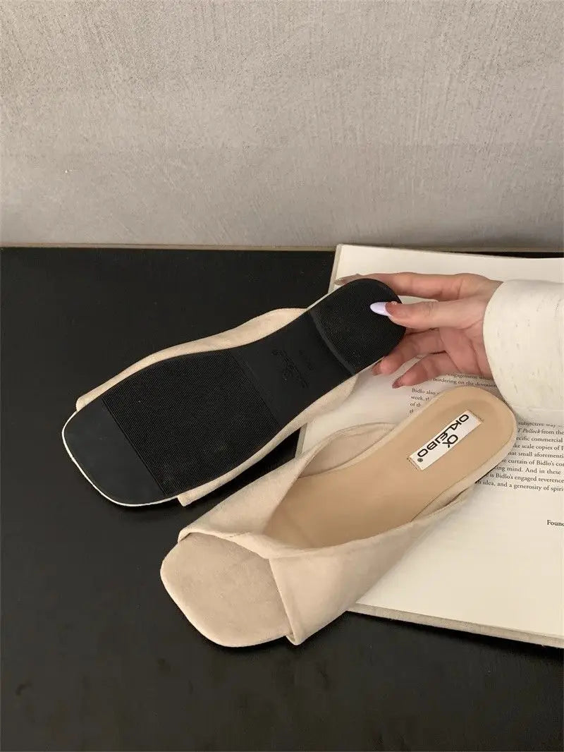 Sexy Twisted Square Toe Designer Mules