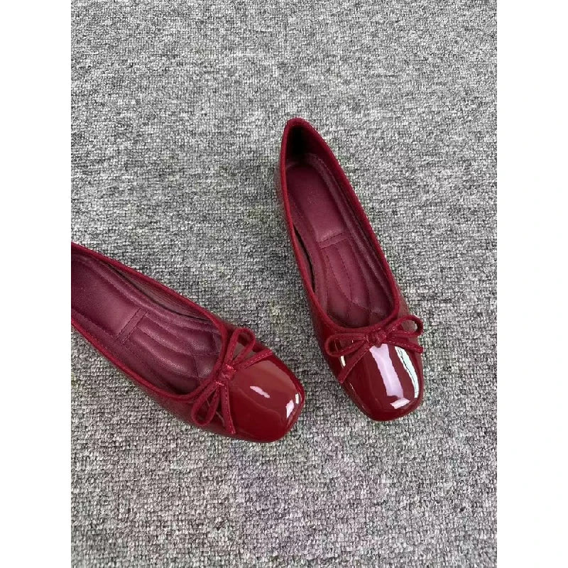 Square Toe Bow Ballet Flats