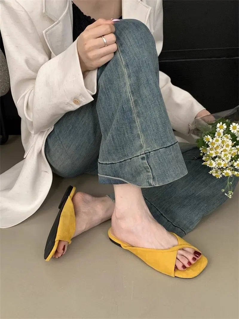 Sexy Twisted Square Toe Designer Mules