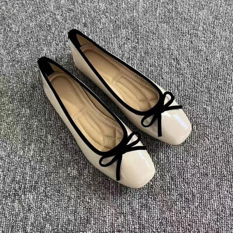 Square Toe Bow Ballet Flats