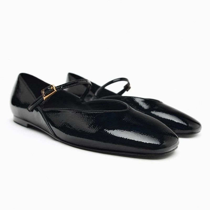 Patent Leather Round Toe Flats