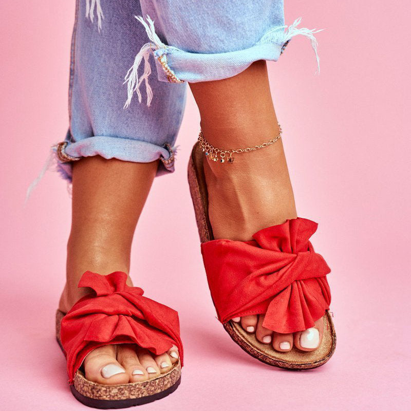 Flat bow sandals and slippers plus size sandals