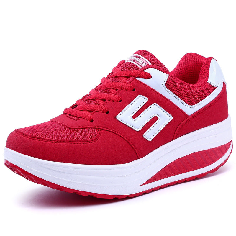 Leather Breathable Fashion Women's Rocking Shoes, Casual Sports Shoes, Trendy Women's Shoes