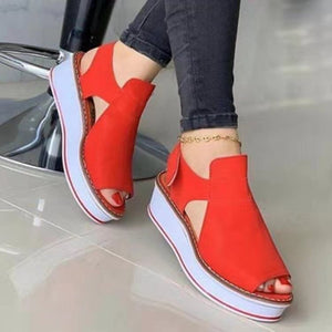 Velcro Flat Wedge Fish Mouth Sandals