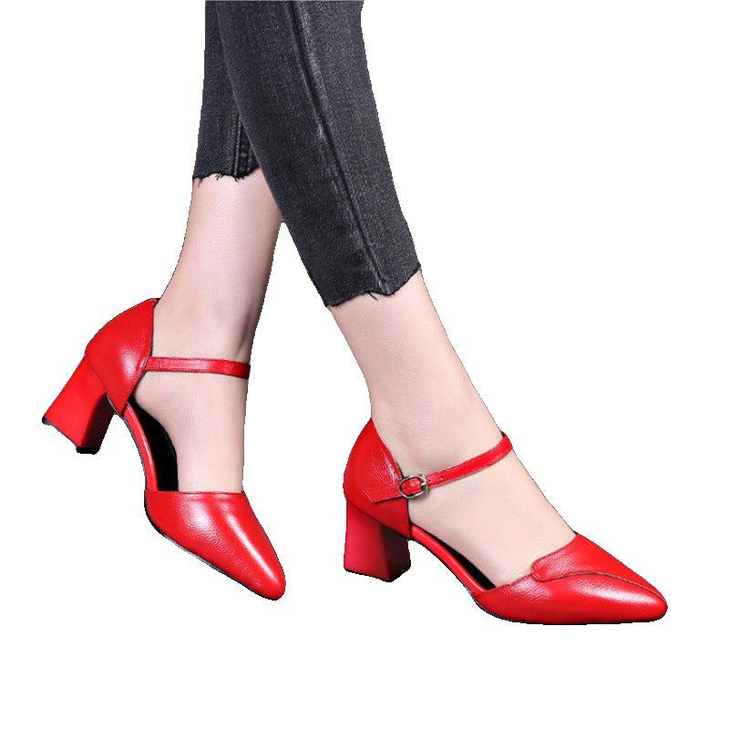 Runyue Red Mother's Small Leather Shoes