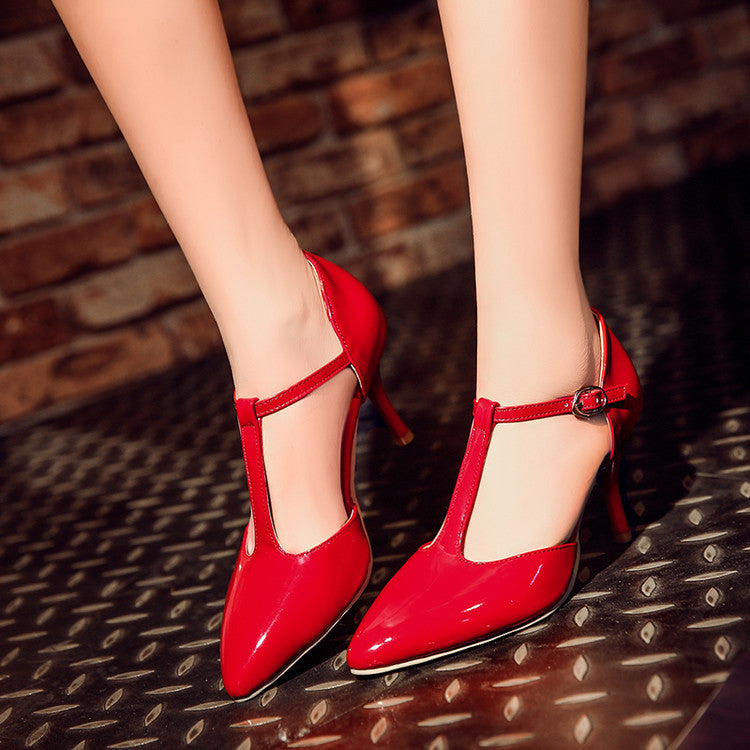 Red Bridal Shoes Sexy Pointed Stiletto Heel Shallow Mouth