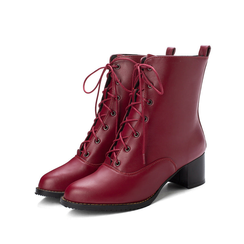 Chunky heel mid-heel low Martin boots