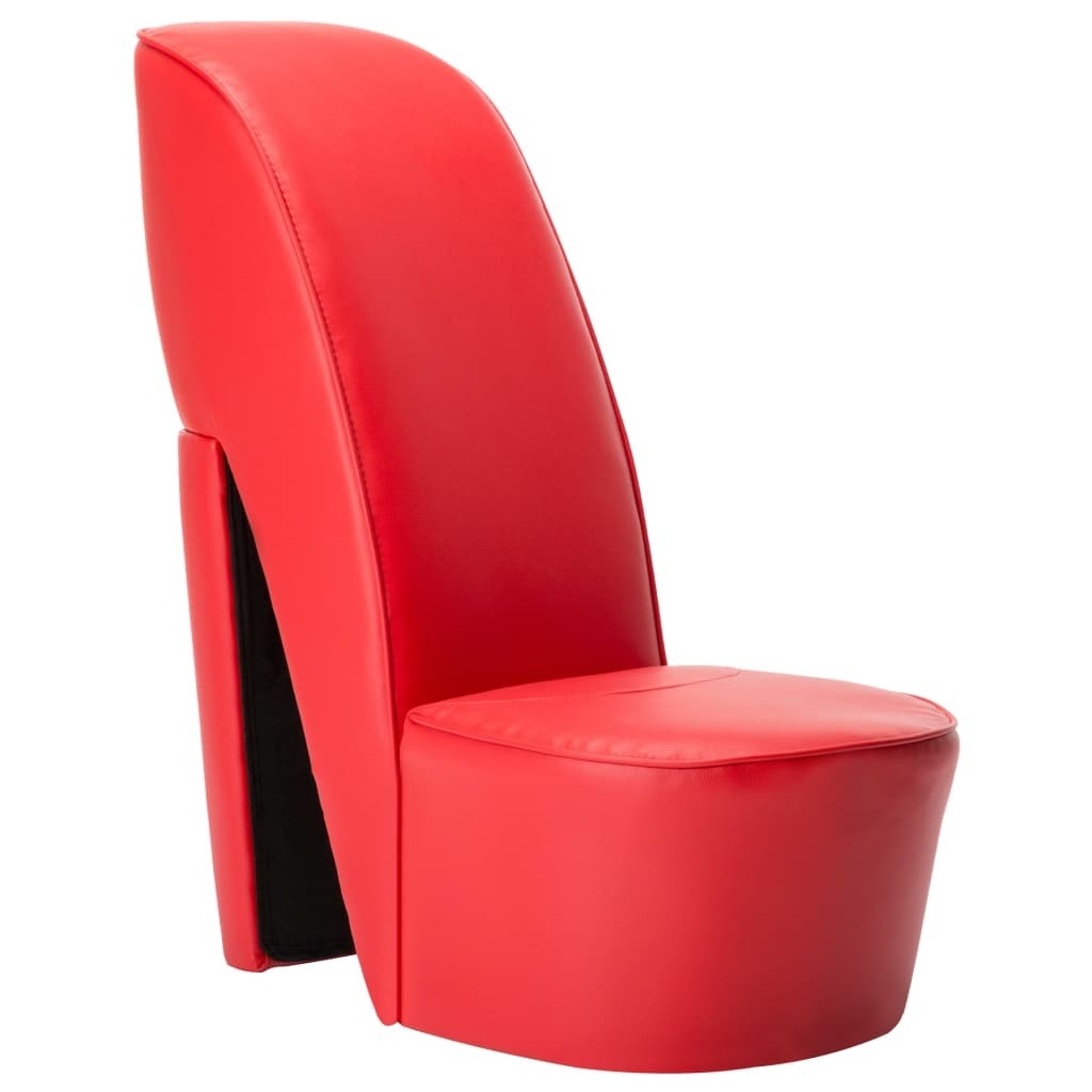 High-heeled shoe chair Red Leatherette