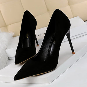 Thin Heel High Heel Suede Shallow Mouth Pointed High Heel Shoes