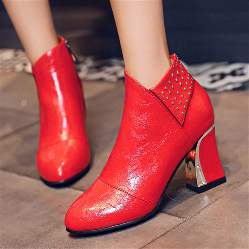 High-heeled thick-heeled women's boots short boots