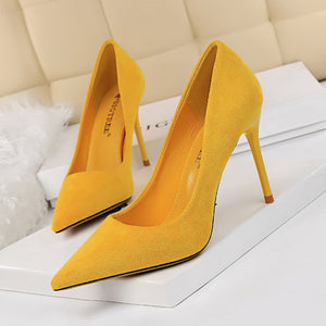 Thin Heel High Heel Suede Shallow Mouth Pointed High Heel Shoes