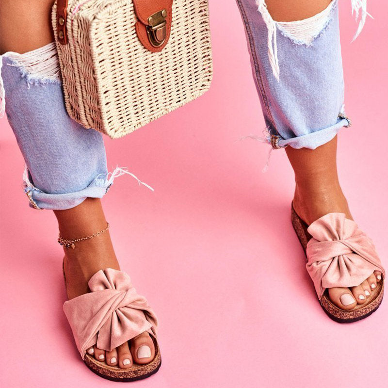 Flat bow sandals and slippers plus size sandals