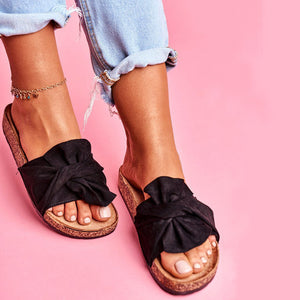 Flat bow sandals and slippers plus size sandals