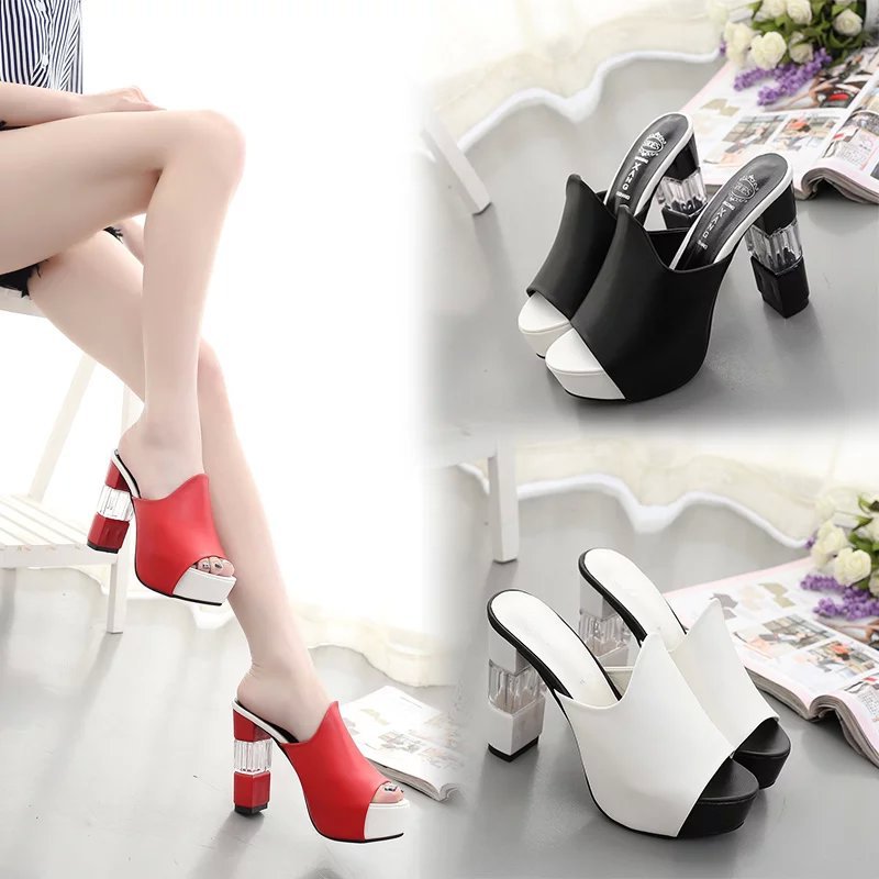 Block high heel platform sandals