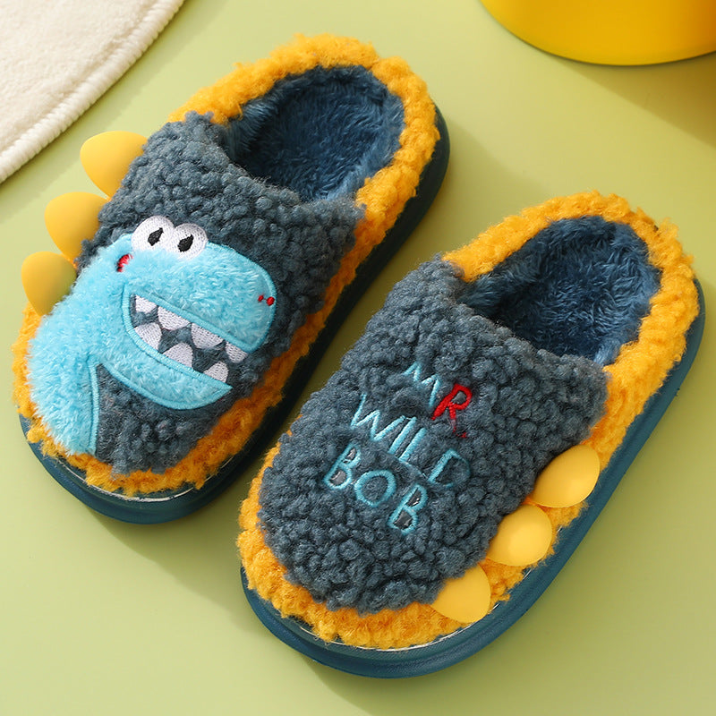 Cute Thick Soled Parent Child Plush Slippers