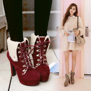 High Heels Ankle Boots Fashion Autumn Chunky Heel