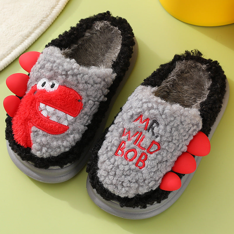 Cute Thick Soled Parent Child Plush Slippers