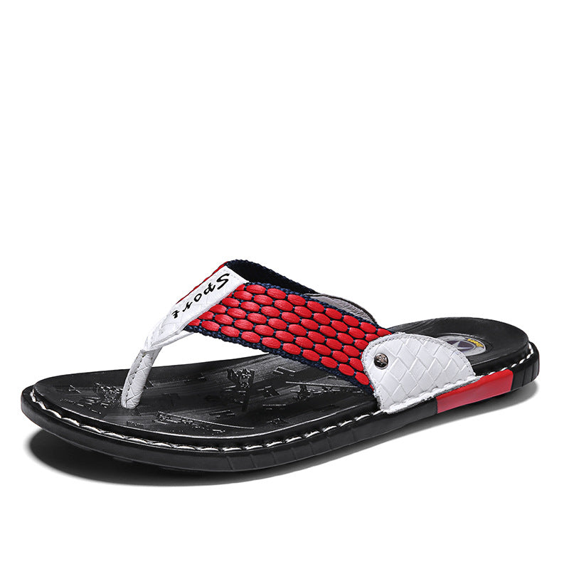 Leather Non-slip Slippers Men Outdoor Flip Flops Sandals
