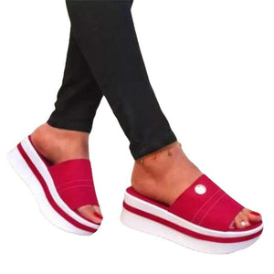 Thick-soled Red Fashion Slippers