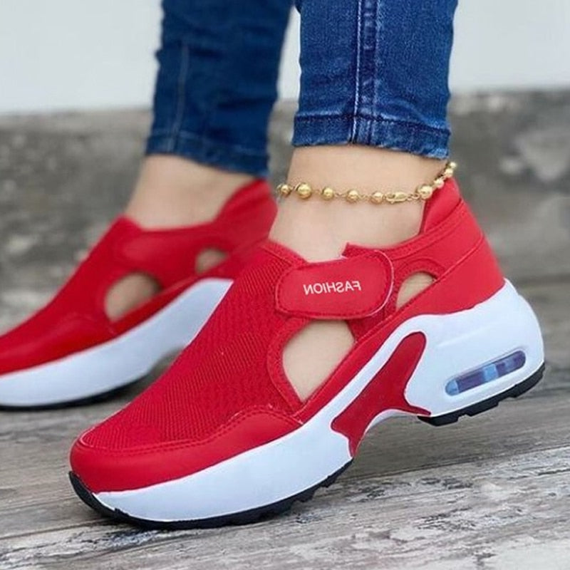 Red Sneakers Ladies Air Cushion Shoes